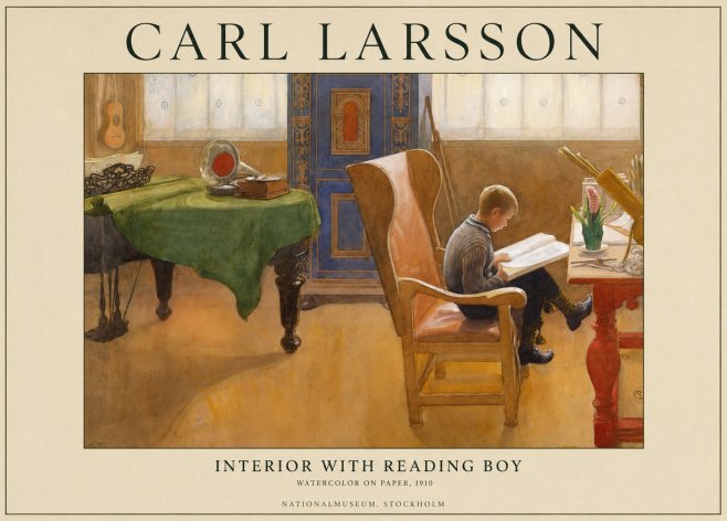 Carl Larsson Interior with Reading Boy No1 - Poster