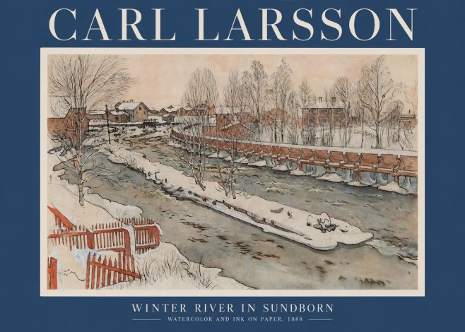 Carl Larsson Winter River in Sundborn No2 - Poster