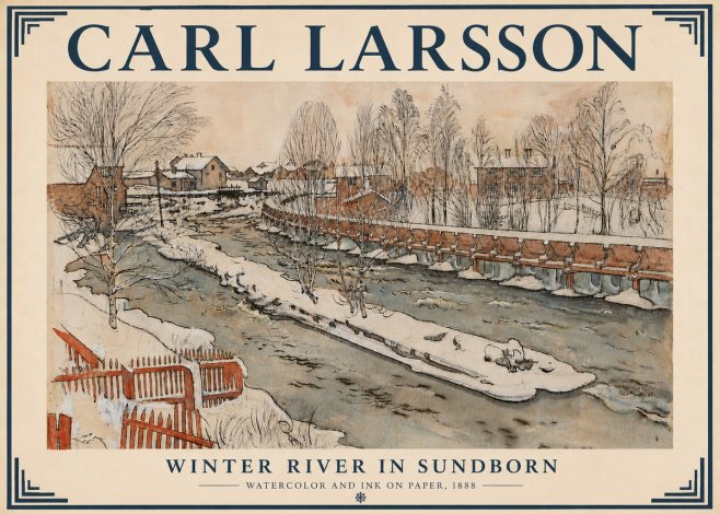 Carl Larsson Winter River in Sundborn No6 - Poster