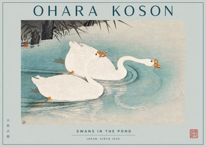 Ohara Koson Two Swans No3 - Poster