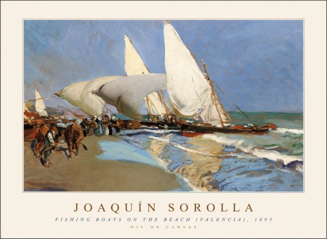 Sorolla Fishing Boats on the Beach (Valencia), 1895 No1 - Poster