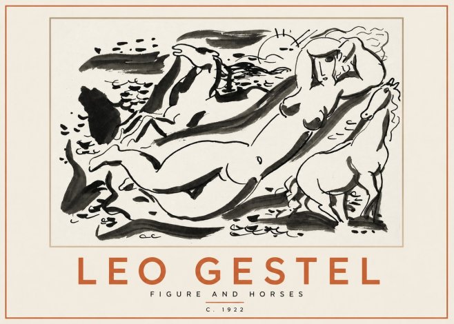 Leo Gestel Figure and Horses No2 - Poster