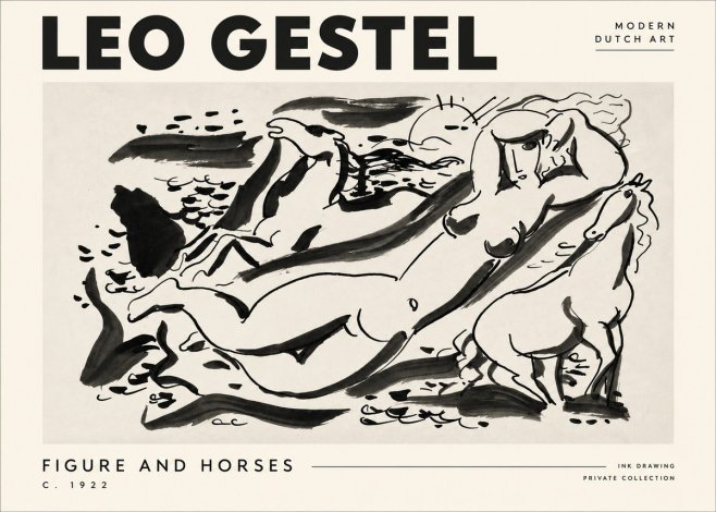 Leo Gestel Figure and Horses No4 - Poster