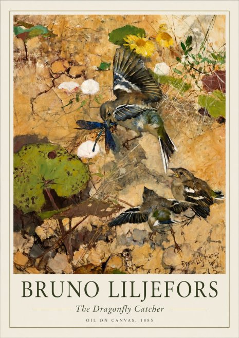 Bruno Liljefors Birds with Dragonfly No2 - Poster