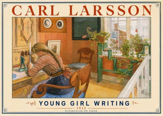 Carl Larsson Young Girl Writing No4 - Poster