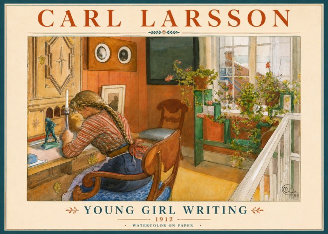 Carl Larsson Young Girl Writing No6 - Poster
