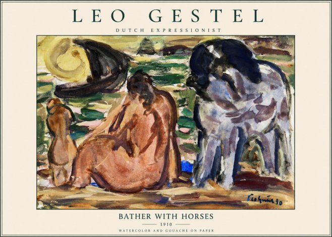 Leo Gestel Bather with Horses No3 - Poster