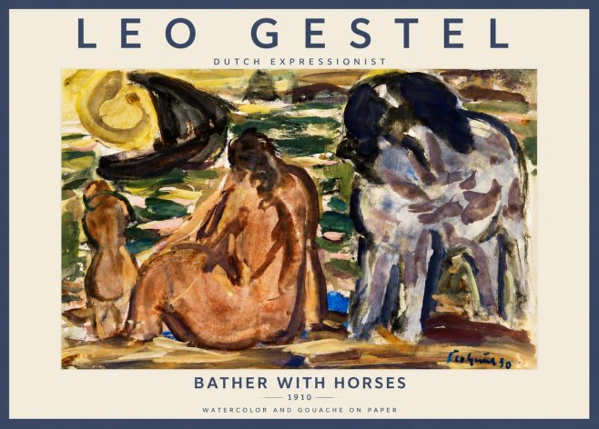 Leo Gestel Bather with Horses No4 - Poster