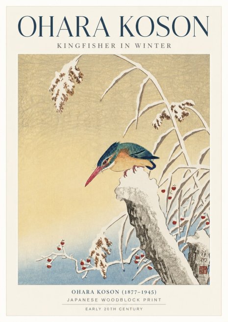 Ohara Koson Kingfisher in Winter I No1 - Poster