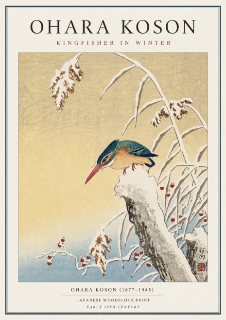 Ohara Koson Kingfisher in Winter I No3 - Poster