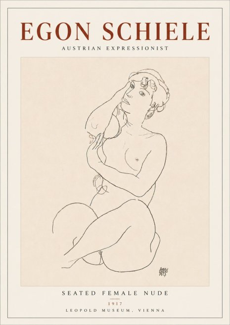 Schiele Seated Female Nude No4 - Poster