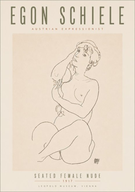 Schiele Seated Female Nude No5 - Poster