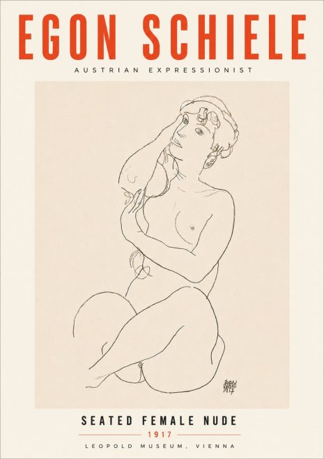 Schiele Seated Female Nude No6 - Poster