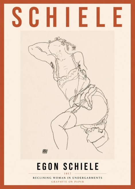 Schiele Reclining Woman in Undergarments No3 - Poster