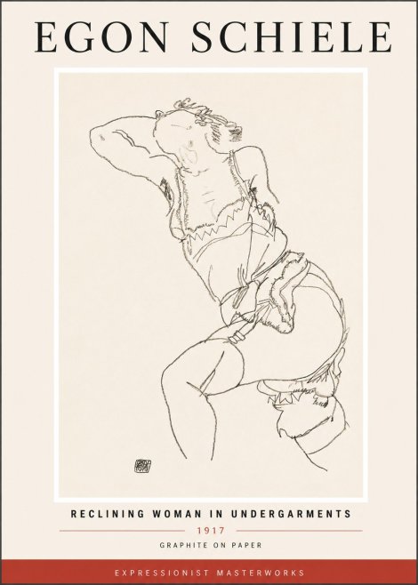 Schiele Reclining Woman in Undergarments No4 - Poster