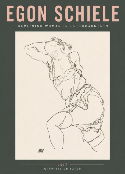 Schiele Reclining Woman in Undergarments No5 - Poster
