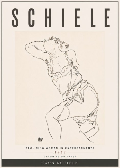 Schiele Reclining Woman in Undergarments No6 - Poster