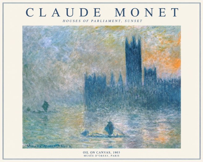 Monet Houses of Parliament, Sunset No1 - Poster