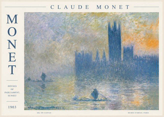 Monet Houses of Parliament, Sunset No2 - Poster