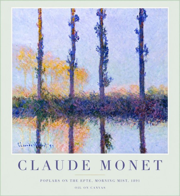 Monet Poplars on the Epte, Morning Mist, 1891 No5 - Poster