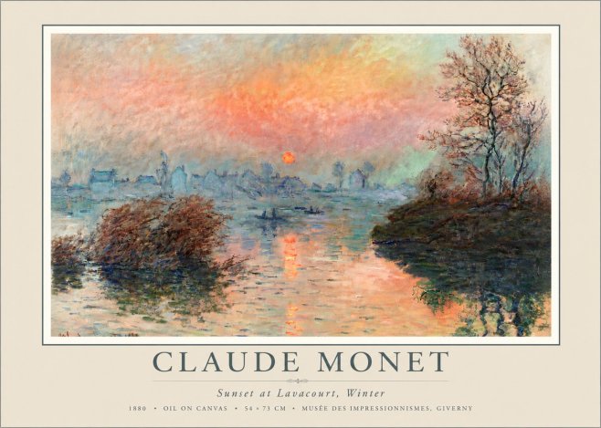 Monet Sunset at Lavacourt, Winter No5 - Poster