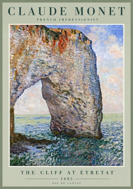 Monet The Cliff at Étretat No5 - Poster