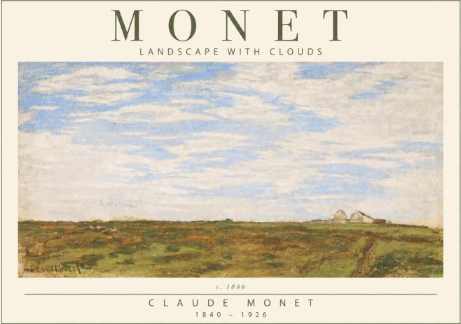 Monet Landscape with Clouds No4 - Poster