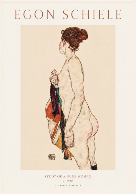 Schiele Study of a Nude Woman No1 - Poster