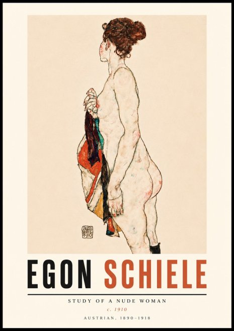 Schiele Study of a Nude Woman No3 - Poster