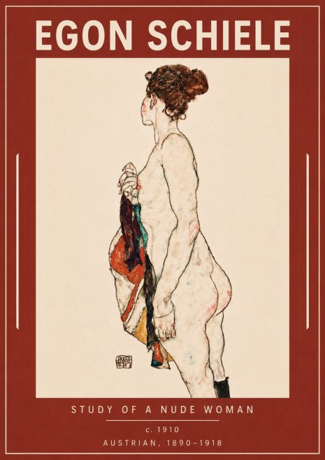 Schiele Study of a Nude Woman No5 - Poster