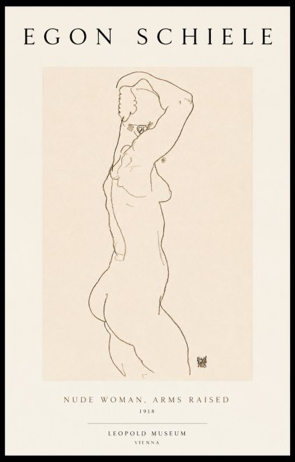 Schiele Nude Woman, Arms Raised No1 - Poster