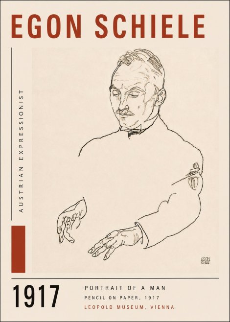 Schiele Portrait of a Man No5 - Poster