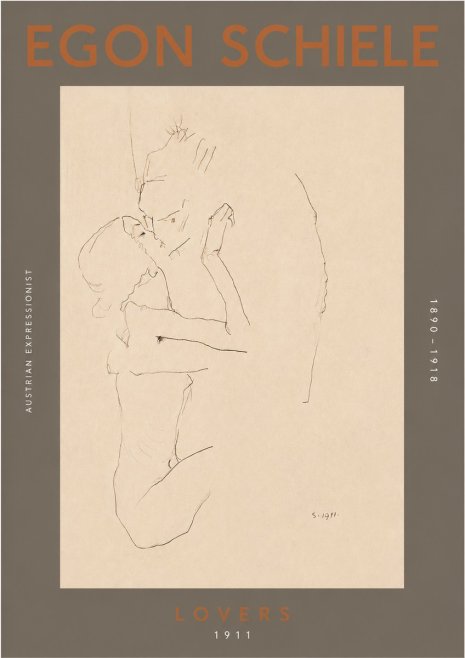 Schiele Lovers No4 - Poster