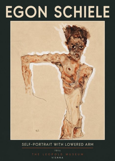 Schiele Self-portrait with Lowered Arm No2 - Poster