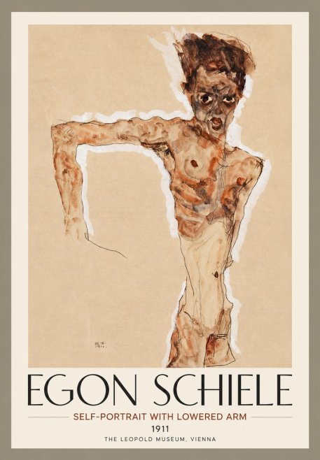 Schiele Self-portrait with Lowered Arm No4 - Poster