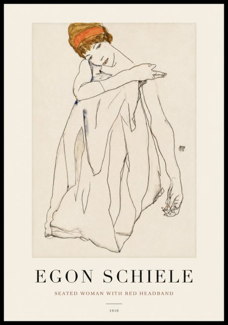 Schiele Seated Woman with Red Headband No1 - Poster