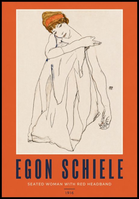 Schiele Seated Woman with Red Headband No2 - Poster