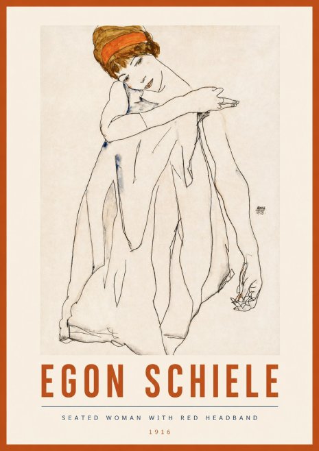 Schiele Seated Woman with Red Headband No3 - Poster