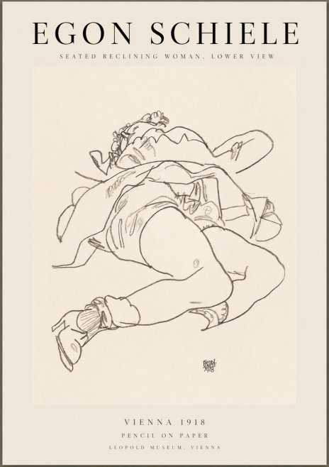Schiele Seated Reclining Woman, Lower View No1 - Poster