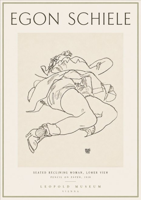 Schiele Seated Reclining Woman, Lower View No4 - Poster