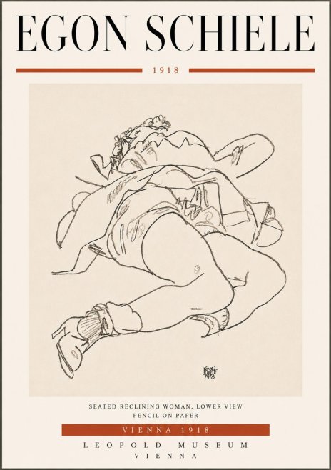 Schiele Seated Reclining Woman, Lower View No6 - Poster
