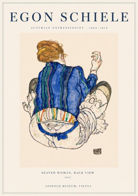 Schiele Seated Woman, Back View No1 - Poster