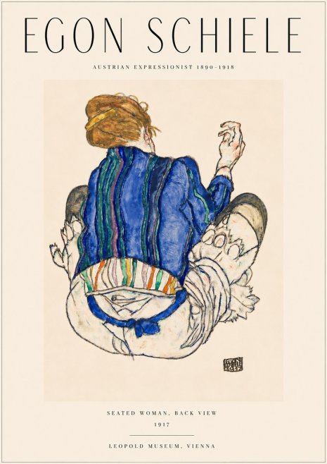 Schiele Seated Woman, Back View No3 - Poster