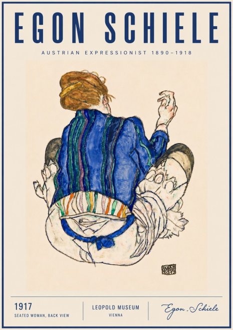Schiele Seated Woman, Back View No4 - Poster