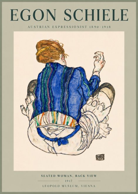 Schiele Seated Woman, Back View No5 - Poster