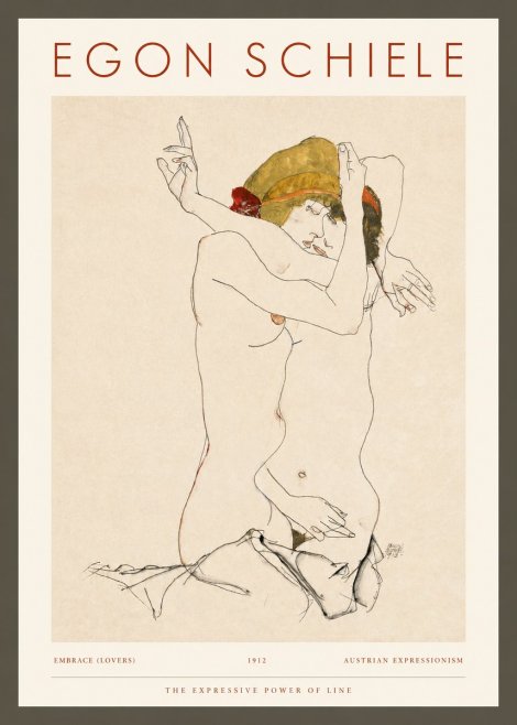 Schiele Embrace (Lovers) No2 - Poster