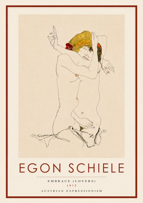 Schiele Embrace (Lovers) No3 - Poster
