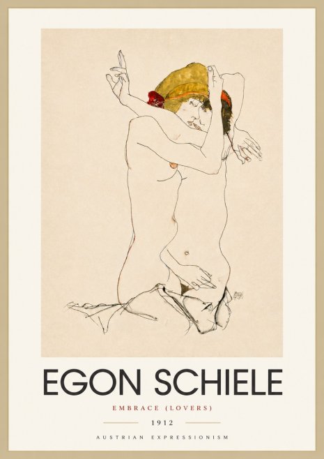 Schiele Embrace (Lovers) No4 - Poster