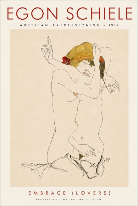 Schiele Embrace (Lovers) No5 - Poster