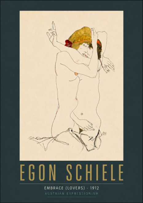 Schiele Embrace (Lovers) No6 - Poster